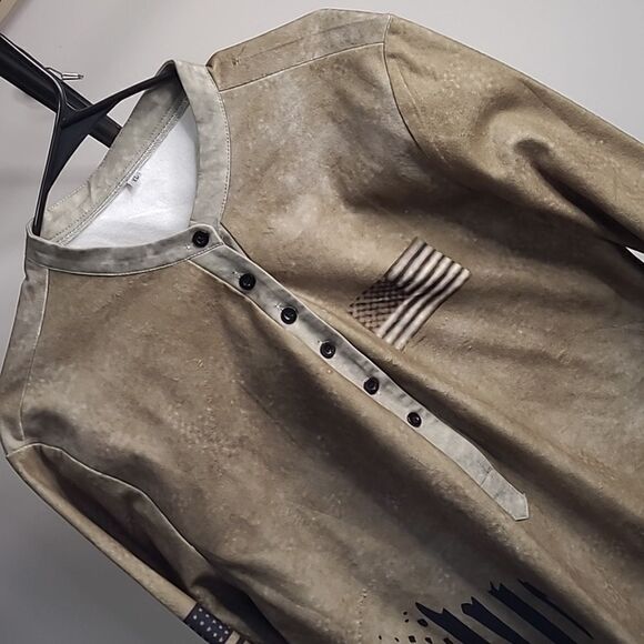 XL long sleeves polo style shirt.faux suade - Picture 2 of 5